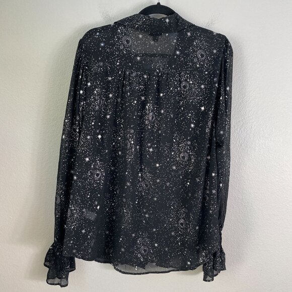 NEW Torrid Women Plus 2X Celestial Stars Button Up Shirt Chiffon Blouse Metallic - Picture 11 of 13